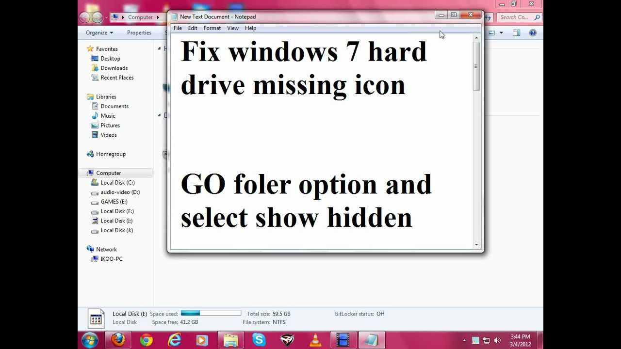Hard Drive Disappears Windows 7